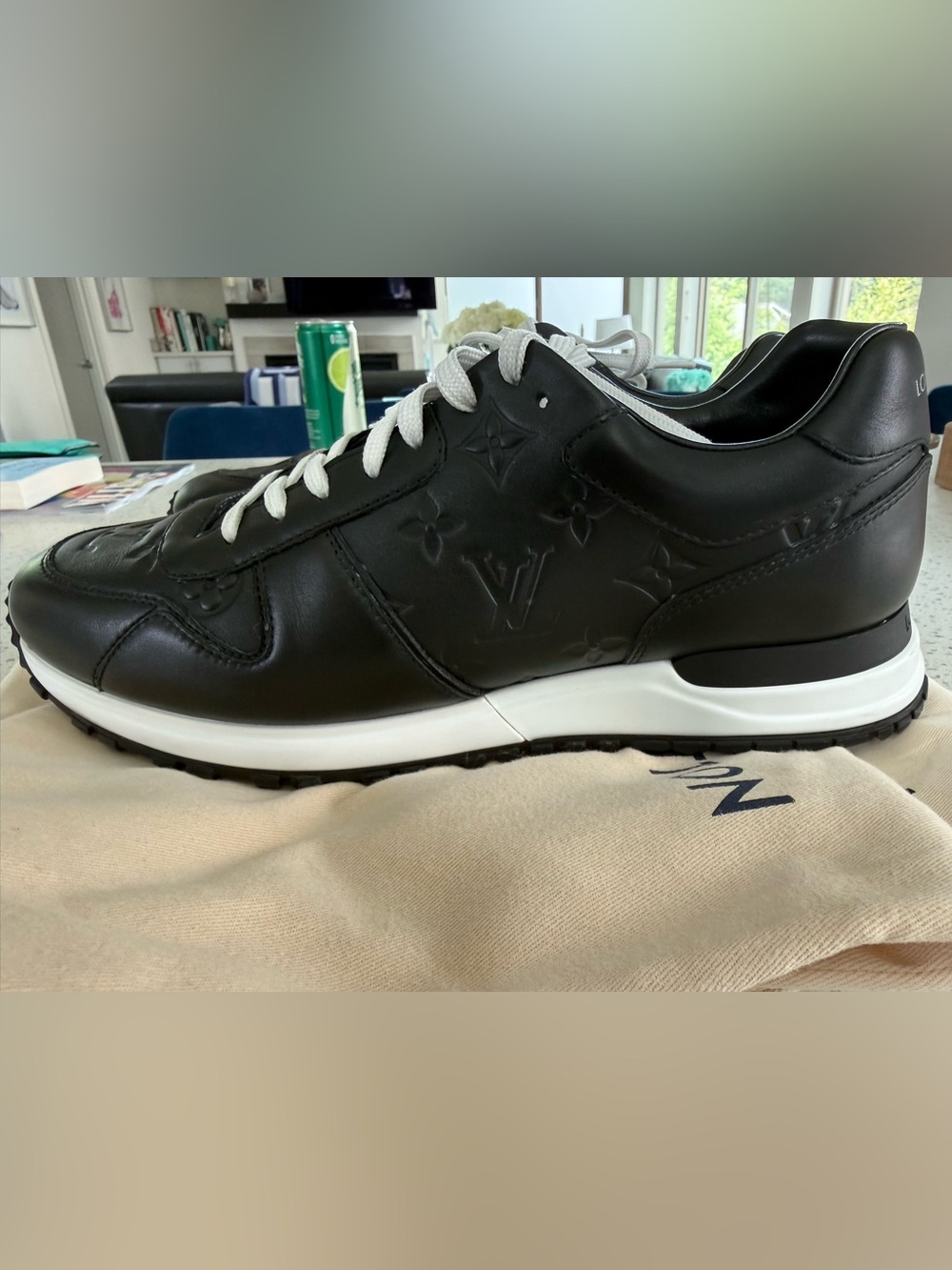 Louis Vuitton Run Away Sneakers — Black Calf Leather — Size 9.5 LV